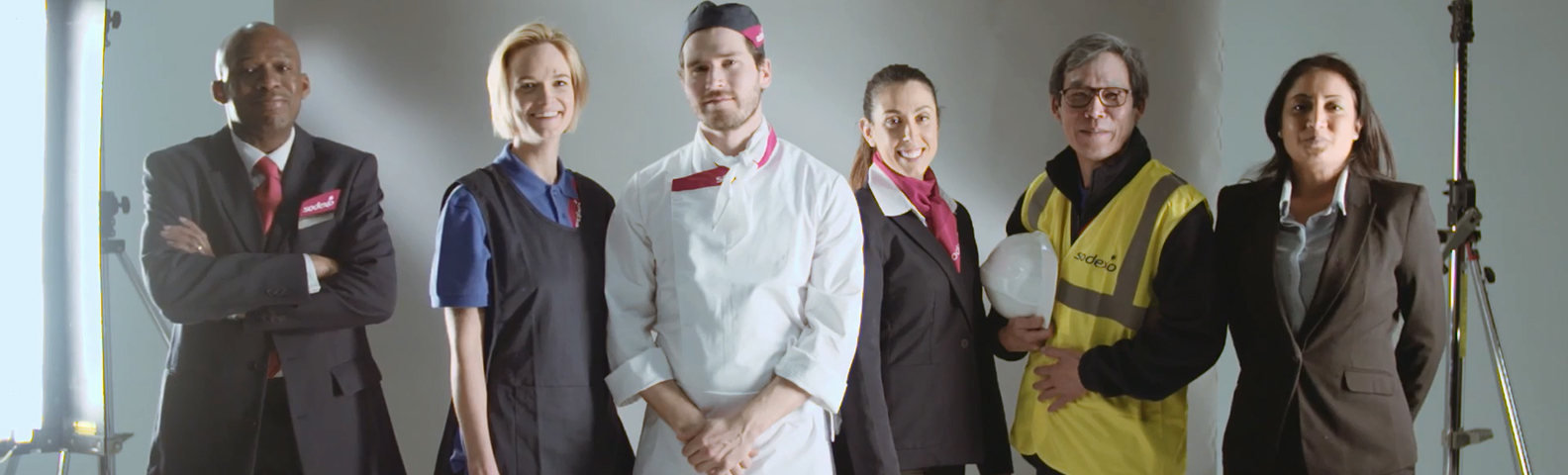 Groupe d'employés de Sodexo en uniforme