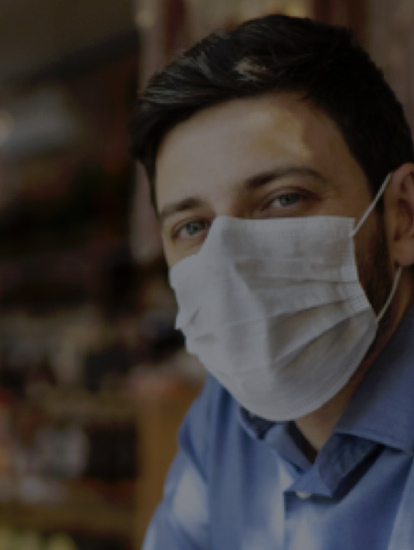 Man Wearing Mask in Workplace