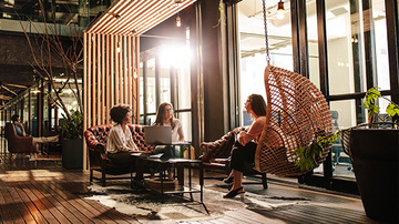 Female co-workers talking